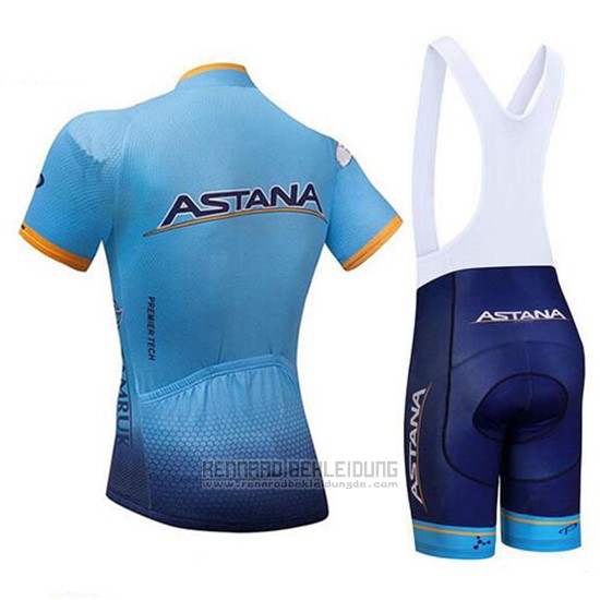 2018 Fahrradbekleidung Astana Dunkel Blau Trikot Kurzarm und Tragerhose